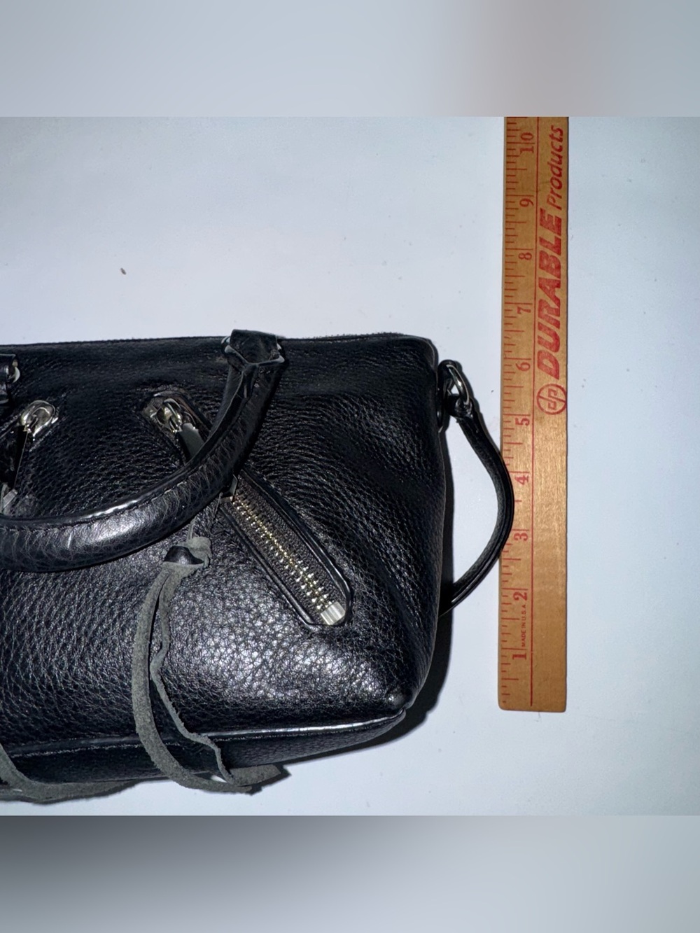 Rebecca Minkoff Black Micro Moto Leather Satchel Bag Crossbody Strap - Picture 15 of 16